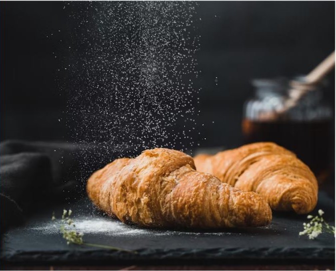 Sugary Croissants in Black Kitchen